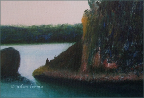 Detail, Rock Point, Vermont - Original Painting by Adan Lerma 1986