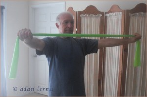 Elastic Band Heart Opener Demo - Arms Open to Set ROM-Band Position