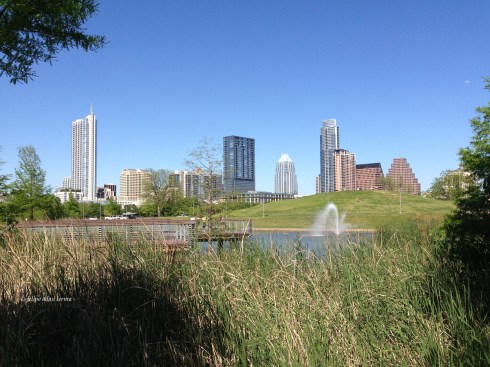 Austin Skyline with Day Time Moon
