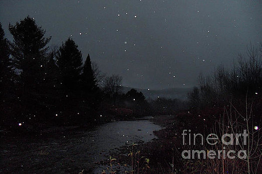 Little River Night Scene with Snow in Air ©Felipe Adan Lerma; available in my Fine Art America site - xxxx