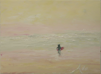 Surfing the Light © Felipe Adan Lerma, 12x16 Palette Knife Water Soluble Oil Painting on Canvas