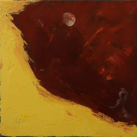 Woman in Moonlight ©Felipe Adan Lerma, 8x8 gallery wrap palette knife oil painting; surreal abstract