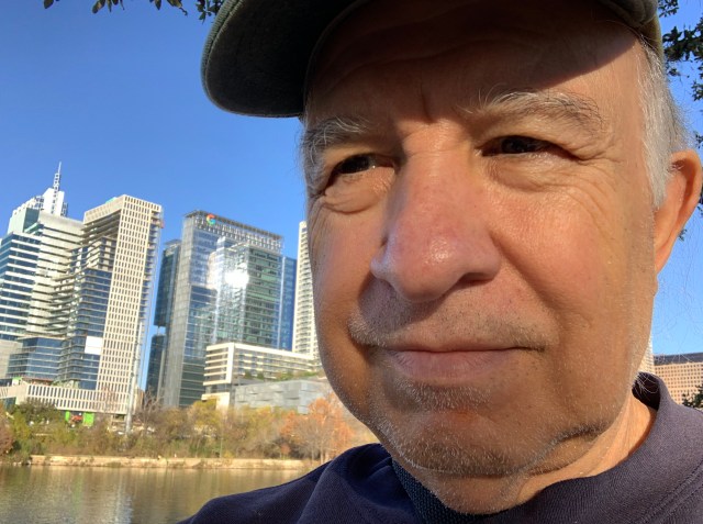 Self portrait - Felipe Adan Lerma, along Lady Bird Lake with partial Austin Texas skyline in background. Part of my self portrait collection at - xxxxx .
