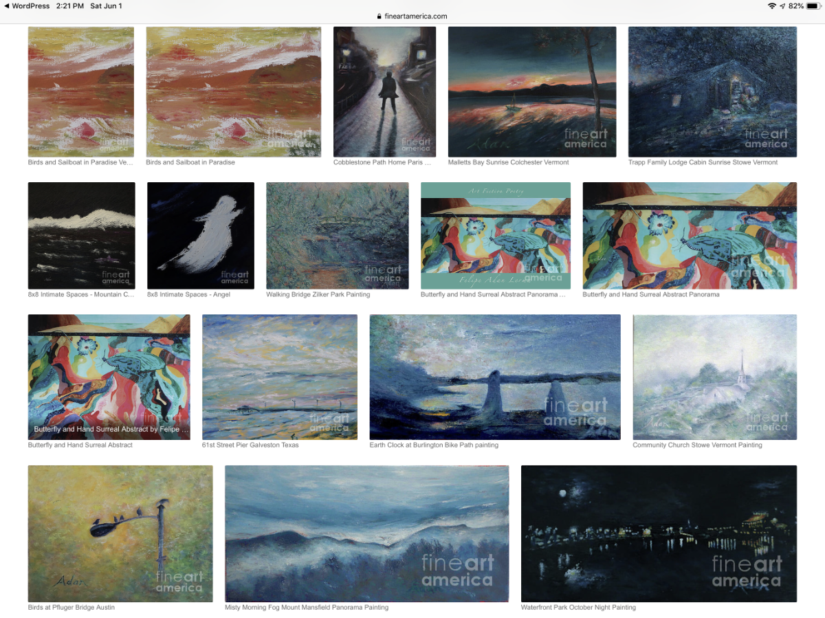 Painting Sampler via Felipe Adan Lerma
https://fineartamerica.com/profiles/felipeadan-lerma.html?tab=artworkgalleries&artworkgalleryid=702859 .