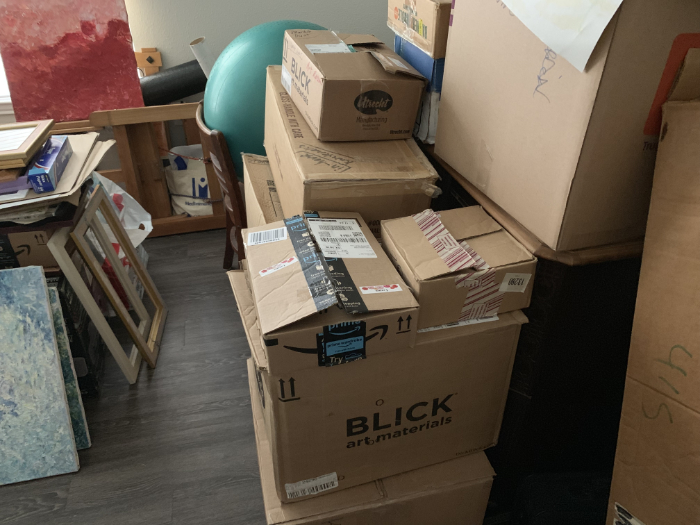 Art room after the move 1st of June before gallbladder surgery & before redo 1st of Sept