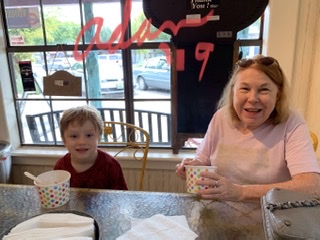 Max & Grandma at Wooden Spoon Wimberley Tx, 2 - eating Yogurt Ice Cream 😊 ©Felipe Adan Lerma