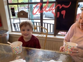 Max & Grandma at Wooden Spoon Wimberley Tx, 1 - eating Yogurt Ice Cream 😊 ©Felipe Adan Lerma