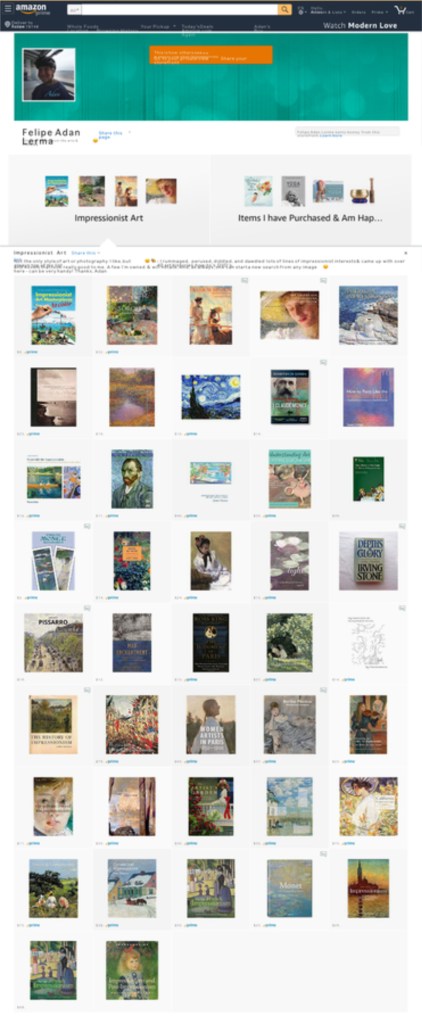 Adan’s Impressionist Art Product Suggestions Page on Amazon - https://www.amazon.com/shop/felipeadanlerma