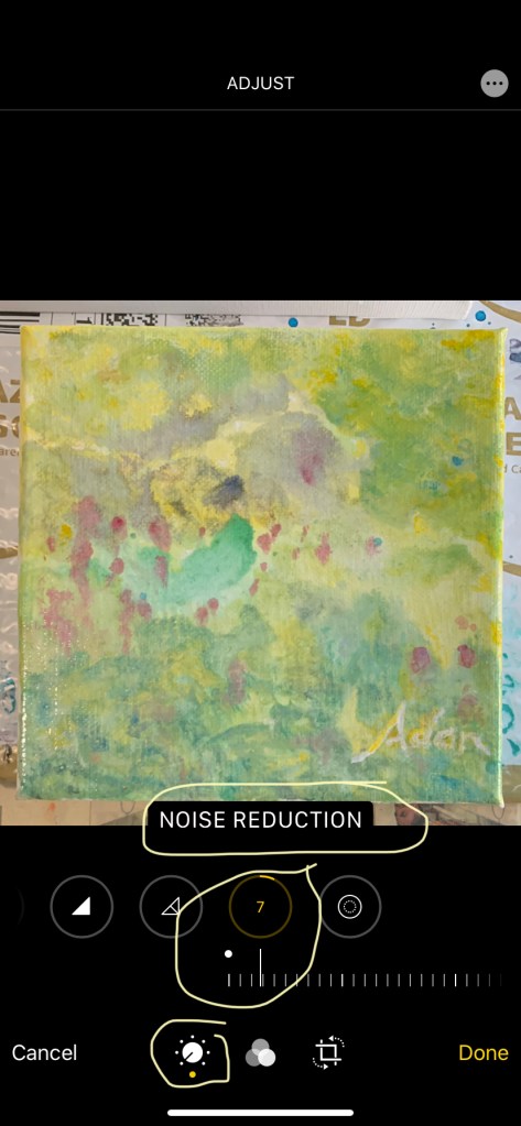Photo Adjustment of In-Progress 6x6 acrylic on Absorbent Ground, step 4 of 4 12.30.19 Reduce Noise