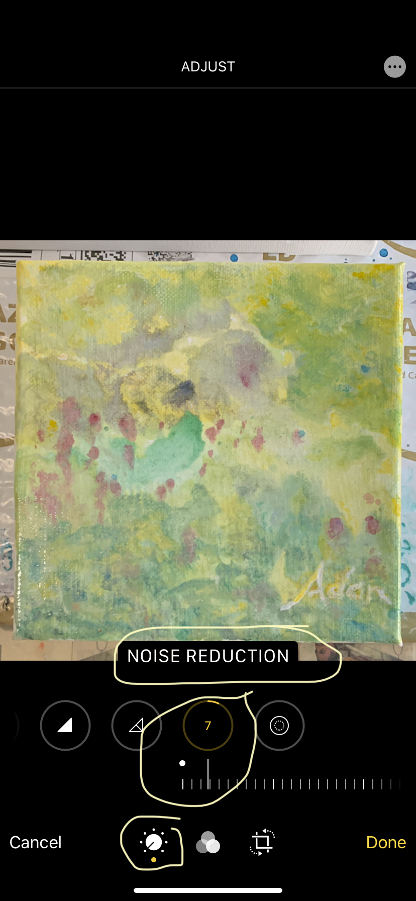 My Yesterday in Pictures for, Dec 30, 2019 – Adjustments I Like on my iPhone When Photographing My Art 😊 🎨&nbsp;👨‍🎤