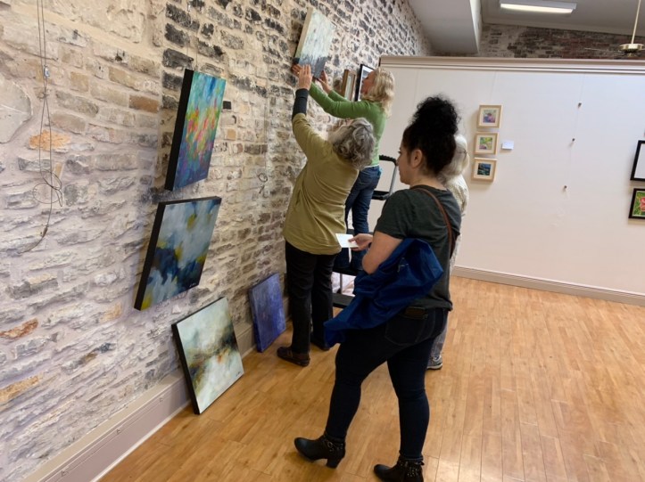 Old Bakery & Emporium 2019 Dec Austin Area Artists Show Set-up c ©Felipe Adan Lerma