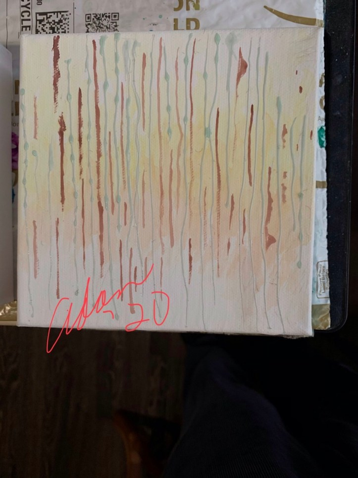 Golden Absorbent Ground Pattern with Fineline Liquid Masking & 1st watercolor inlay for The First Snow except for the burnt sienna