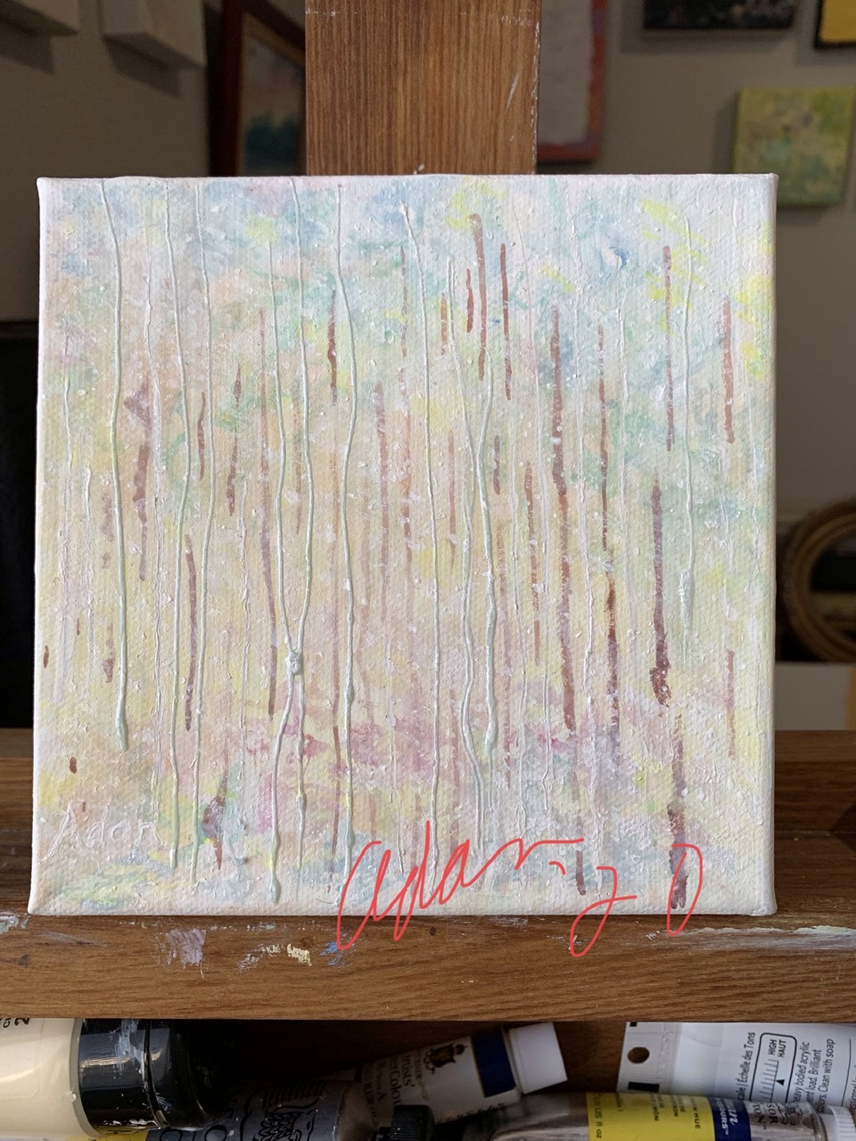 Progress Update Working with Golden Absorbent Ground and Fineline Masking Fluid, on The First Snow&nbsp;01.25.20