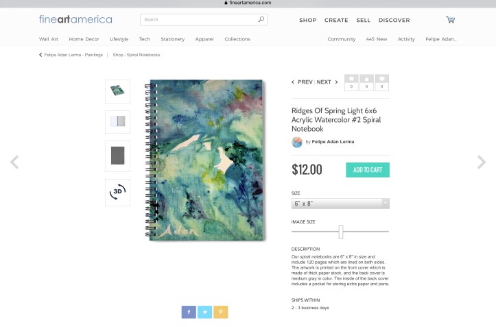 Ridges of Spring Light 6x6 #2 Spiral Notebook ©Felipe Adan Lerma https://fineartamerica.com/featured/ridges-of-spring-light-6x6-acrylic-watercolor-2-felipe-adan-lerma.html?product=spiral-notebook