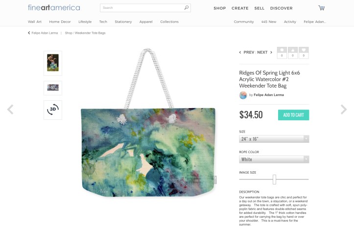 Ridges of Spring Light 6x6 #2 Weekender Tote Bag ©Felipe Adan Lerma https://fineartamerica.com/featured/ridges-of-spring-light-6x6-acrylic-watercolor-2-felipe-adan-lerma.html?product=weekender-totebag