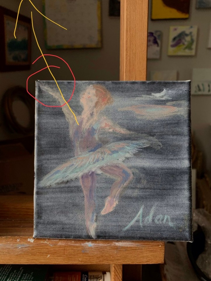 Dancing Free! ©Felipe Adan Lerma, in-progress Watercolor w/white gouache on absorbent ground May 2020