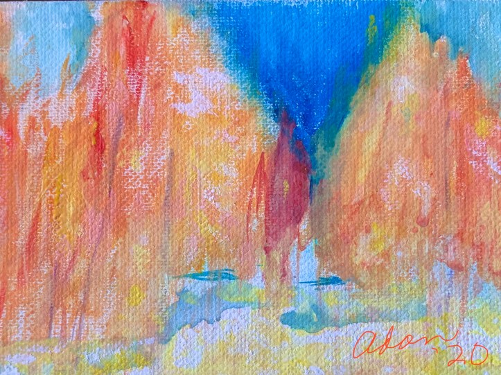 Fall Color 1 Macro Crop Watercolor ©Felipe Adan Lerma on Golden White Absorbent Ground