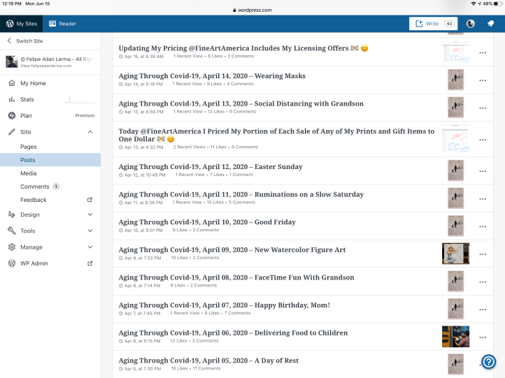 View of My Series Posts Listing Page After Adding Subtitiles 06.15.20 www.FelipeAdanLerma.com