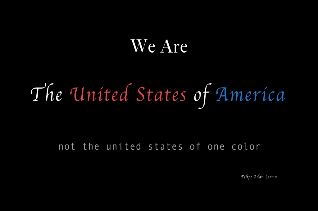 We Are the United States of America not the United States of one color ©Felipe Adan Lerma https://felipeadan-lerma.pixels.com/featured/we-are-the-united-states-of-america-felipe-adan-lerma.html