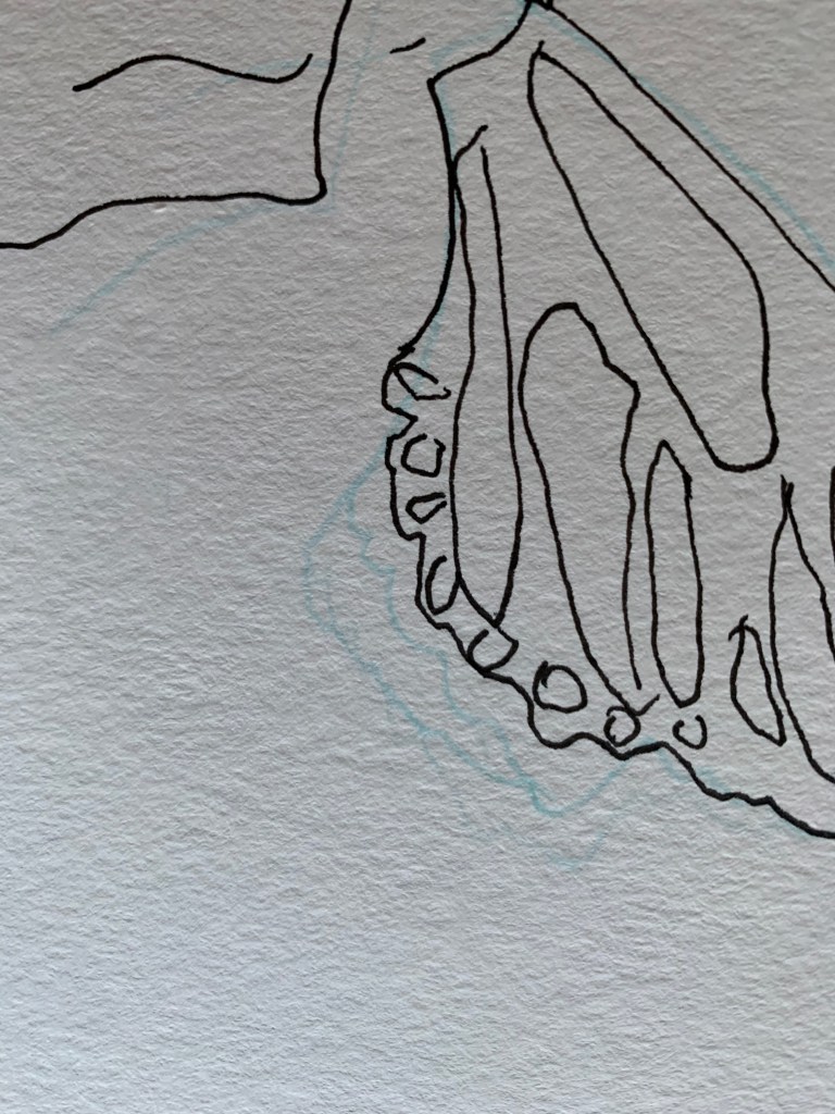 Experimental acrylic vertical w/notations ©Felipe Adan Lerma on 130lb laser paper 01.28.21