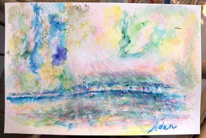 Garden April Rain in Giverny ©Felipe Adan Lerma 6x9 watercolor on paper 01.07.21