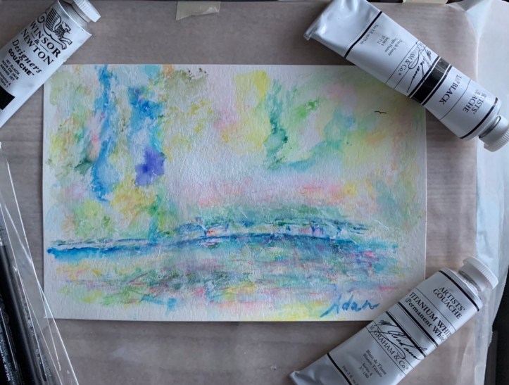 Garden April Rain in Giverny ©Felipe Adan Lerma 6x9 watercolor on paper 01.06.21