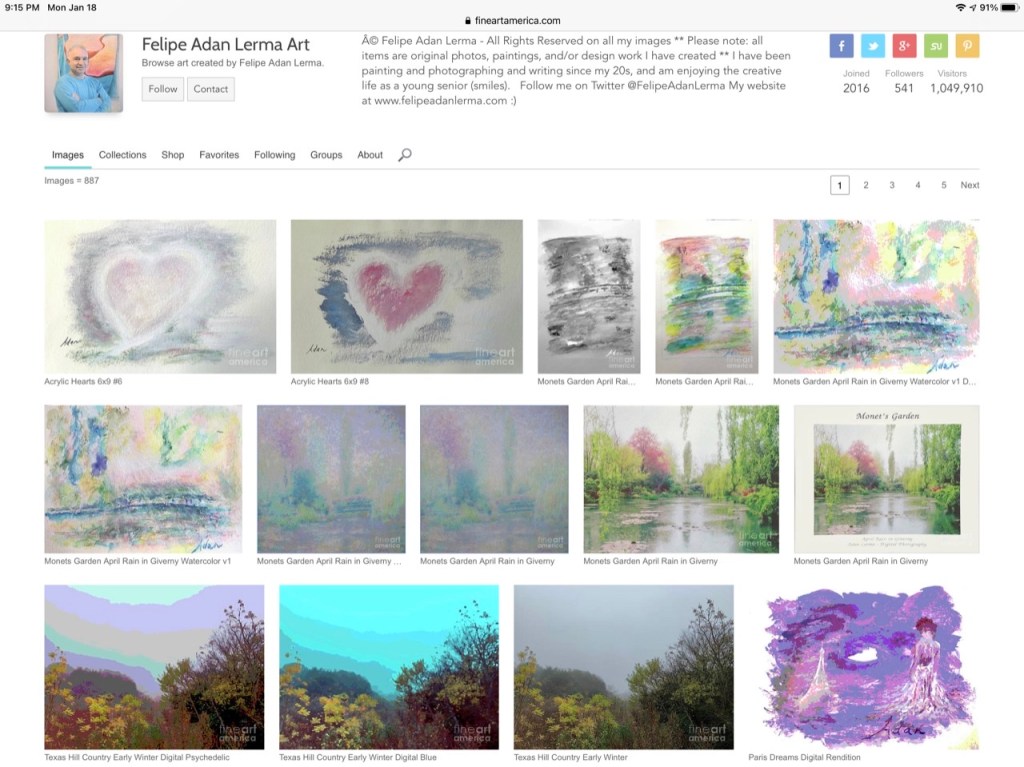 January 19, 2021 – My Latest Images (Paintings, Digital, Photos) on Fine Art America