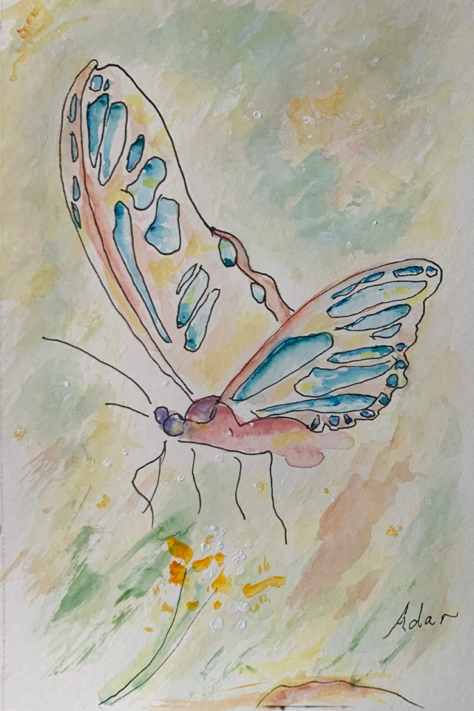 Floating Butterfly 1 ©Felipe Adan Lerma Pen and Ink with Watercolor https://felipeadan-lerma.pixels.com/featured/floating-butterfly-1-pen-and-ink-with-watercolor-felipe-adan-lerma.html