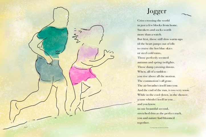 Jogger Poster ©Felipe Adan Lerma, with Text and Digital Pen and Ink with Wash https://felipeadan-lerma.pixels.com/featured/jogger-poster-felipe-adan-lerma.html