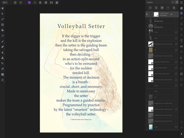 Volleyball Setter Poster 2 layers via my Affinity Photo Dashboard https://amzn.to/3fI7OF7