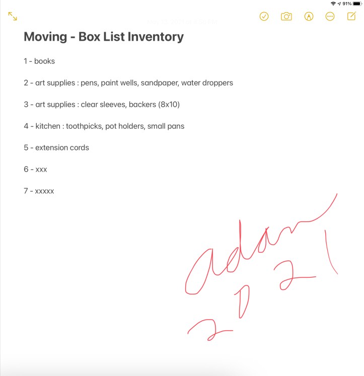 Moving - Box List Inventory