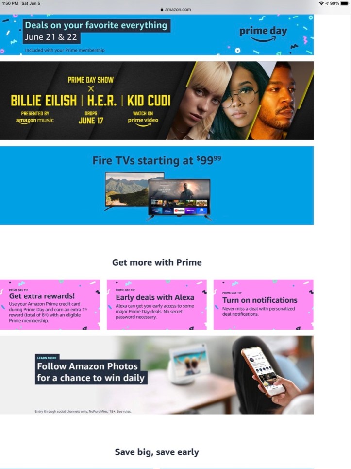 Amazon Prime Days June 21-22, 2021 https://amzn.to/3ckUoMZ