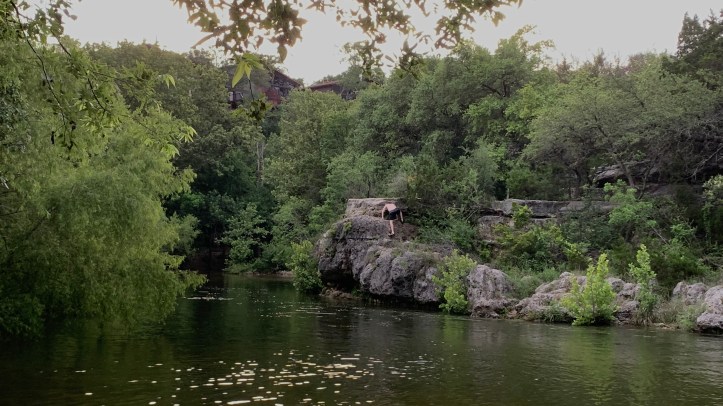 Matt climbing the rocks for his dive 06.01.21