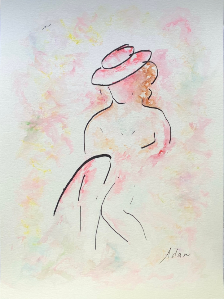 Summer is a Lady ©Felipe Adan Lerma - watercolor on paper with line art https://felipeadan-lerma.pixels.com/featured/summer-is-a-lady-felipe-adan-lerma.html