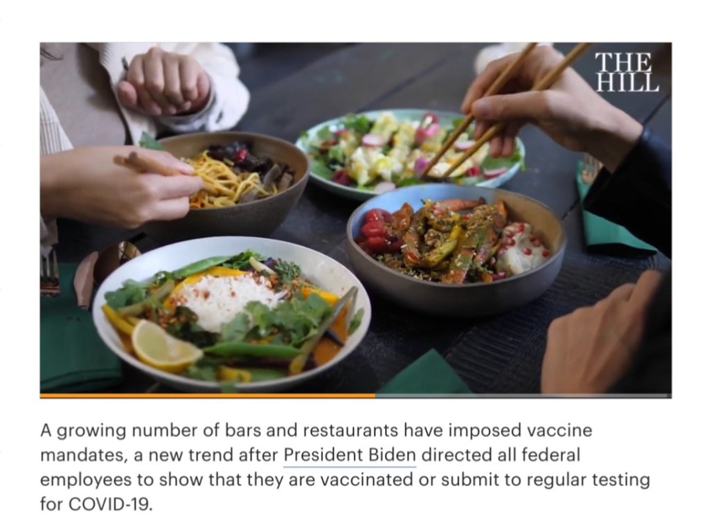 August 9, 2021 – The Resurgence of COVID-19 : The Hill, “Bars, restaurants move to impose vaccine&nbsp;mandates”