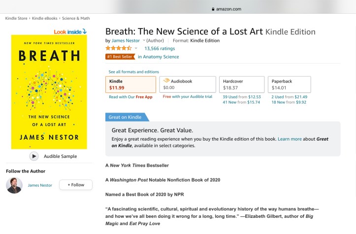 Breath, The New Science of a Lost Art by James Nestor https://amzn.to/3Ew3ySY