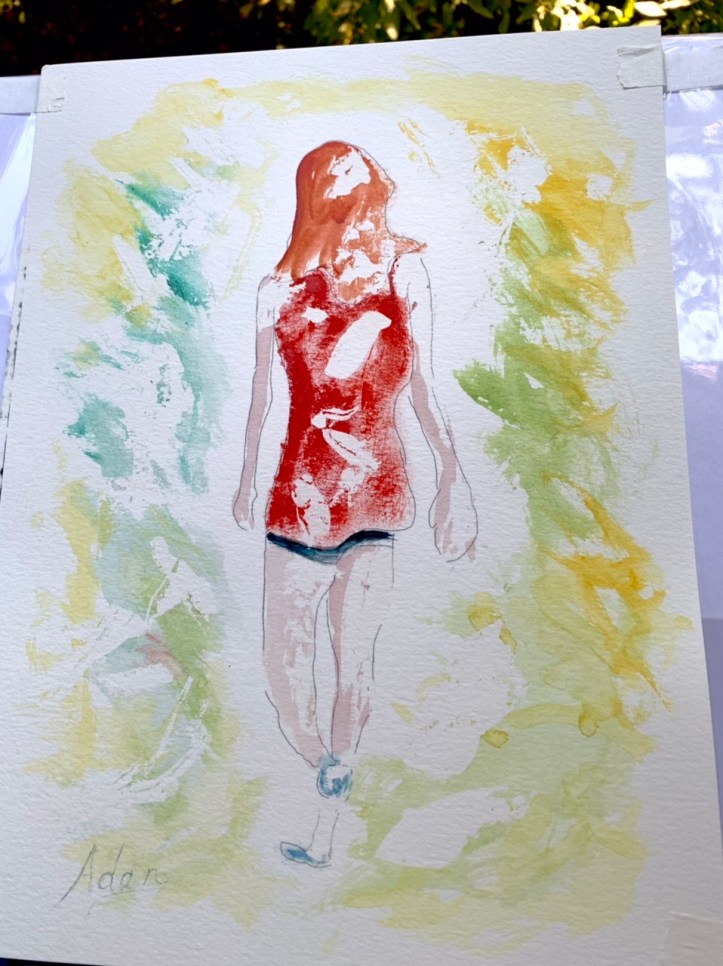 Walking in Dappled Light Study 1, Masking fluid removed, #Watercolor on Paper @Felipe Adan Lerma September 2021