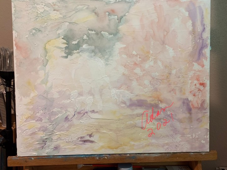 Figure overlay w/light absorbent ground over Watercolor on light absorbent ground (possible title, Fantasy Walk) ©Felipe Adan Lerma