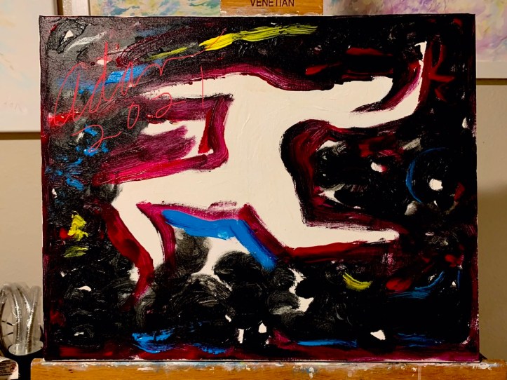 in-progress, Night Dancer ©Felipe Adan Lerma, 1st paint (acrylic) lay-in