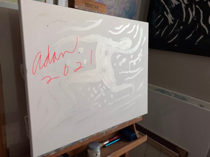 in-progress, Night Dancer ©Felipe Adan Lerma, masking fluid lay-in