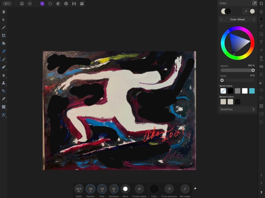 November 20, 2021 – Working on Paintings; In-Progress : Night Dancer, or Possibly, Duet, Part&nbsp;2