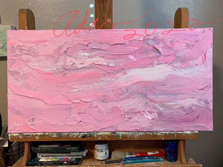 Pink Impressionist Abstract 1 ©Felipe Adan Lerma 12x24 acrylic with light absorbent ground on gallery wrapped canvas Jan 2022