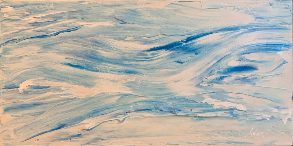 January 23, 2022 – My Most Viewed Image this Past Week @FineArtAmerica, Blue Impressionist Abstract 1 – New 12×24 #LyricalAbstract #AcrylicPainting