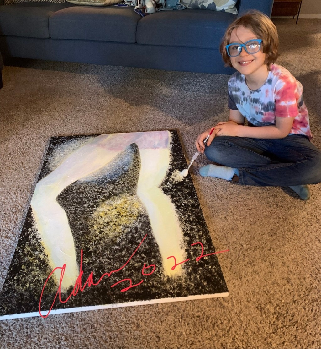 February 01, 2022 – The 8 Year Old Helps with Continuing In-Progress Painting, Walking With the&nbsp;Stars