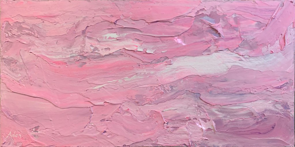 January 30, 2022 – My Most Viewed Image this Past Week @FineArtAmerica, Pink Impressionist Abstract 1 – New 12×24 #LyricalAbstract #AcrylicPainting