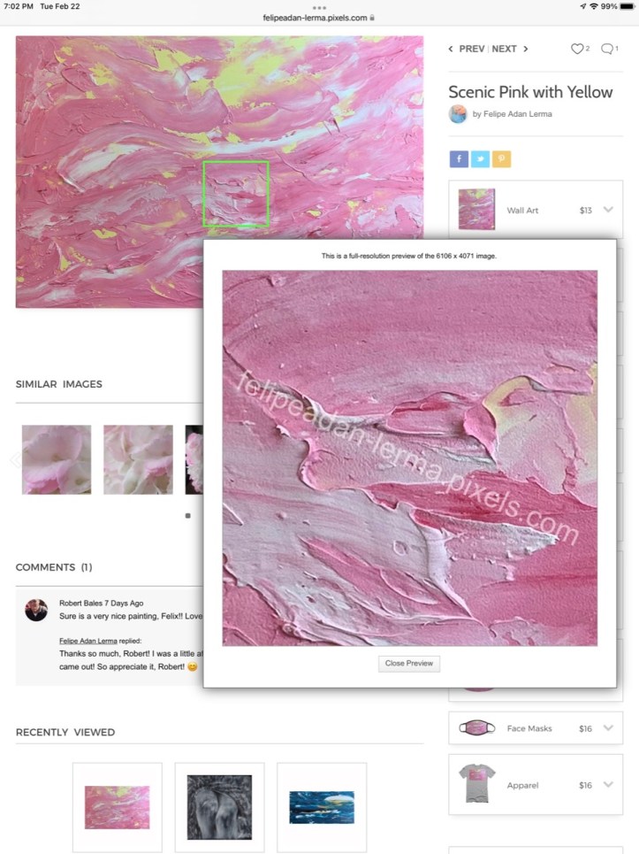 detail shot, Scenic Pink with Yellow ©Felipe Adan Lerma 24x36 acrylic palette knife abstract on canvas https://felipeadan-lerma.pixels.com/featured/scenic-pink-with-yellow-felipe-adan-lerma.html