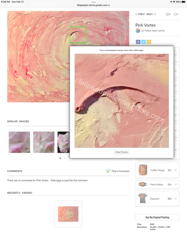 High resolution detail, Pink Vortex ©Felipe Adan Lerma, 18x24 acrylic #paletteknife on canvas https://felipeadan-lerma.pixels.com/featured/pink-vortex-felipe-adan-lerma.html