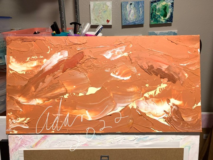 Burnt Sienna Impressionist Abstract 1 ©Felipe Adan Lerma Jan 2022, 12x24 color field acrylic on gallery wrapped canvas