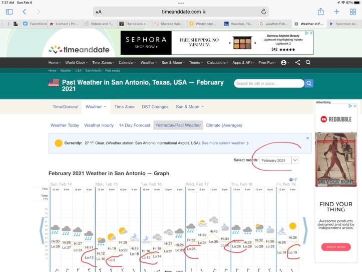 Weather data San Antonio Feb 2021 https://www.timeanddate.com/weather/usa/sanantonio/historic?month=2&year=2021