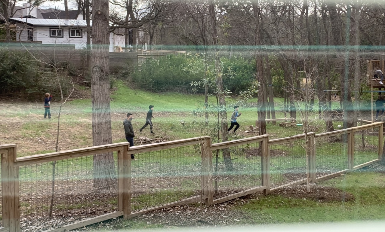Max and friends playing near the tree house Feb 2022 ©Felipe Adan Lerma